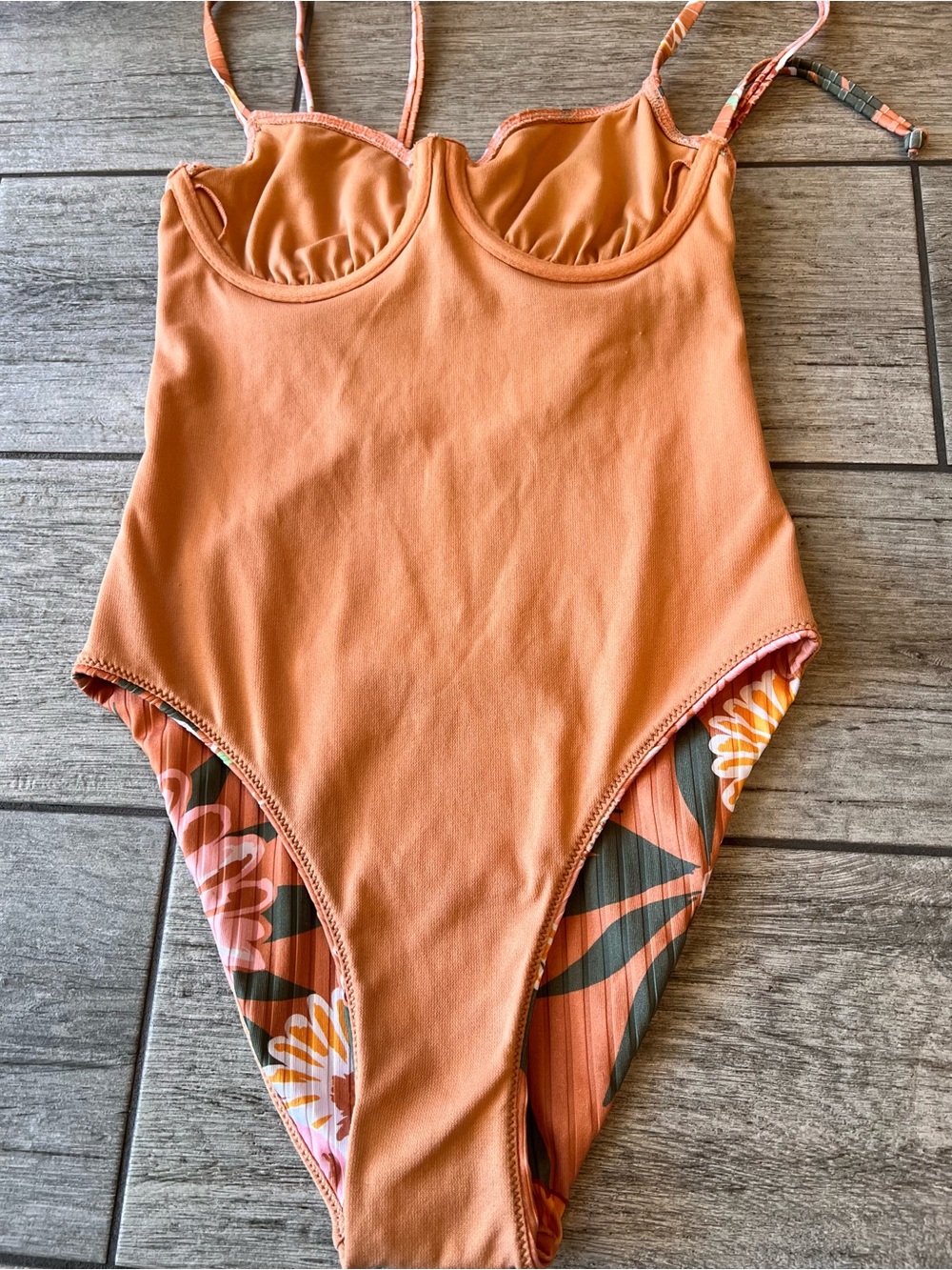 Roxy Women's Love the Muse Ribbed One-Piece Swimsuit Small, Orange Coral - Picture 12 of 13